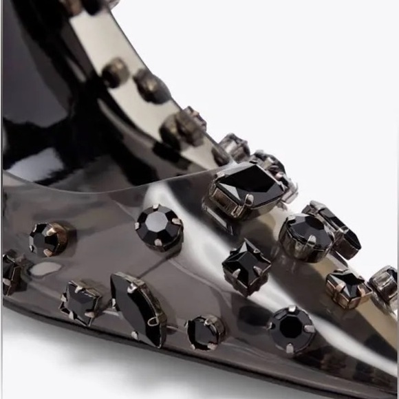 Good American Elegant Black Studded Women's Pump Heels - Picture 5 of 10